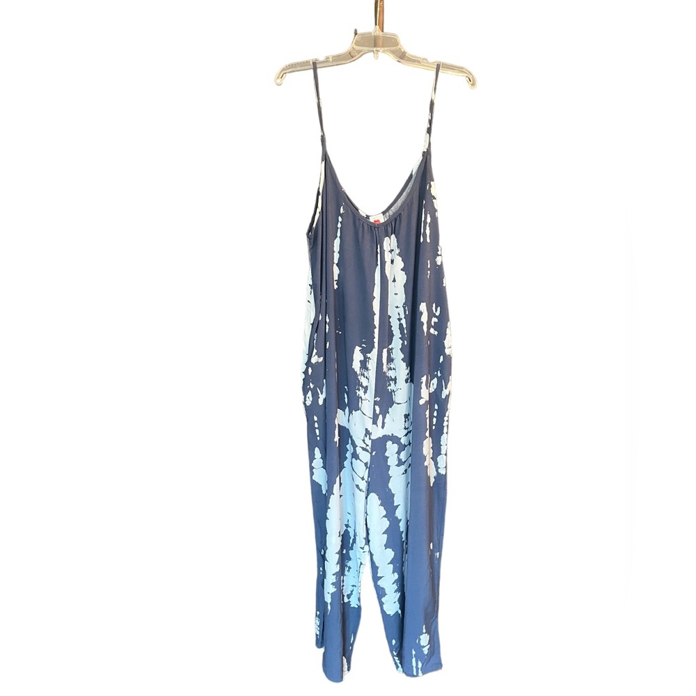 EUC Buenos Ninos Blue and White Tie Dye Jumpsuit Size XXXL